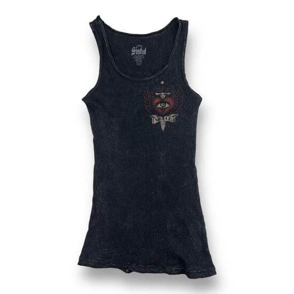 Sinful Y2K Distressed Tank Top Size Small - Picture 1 of 7